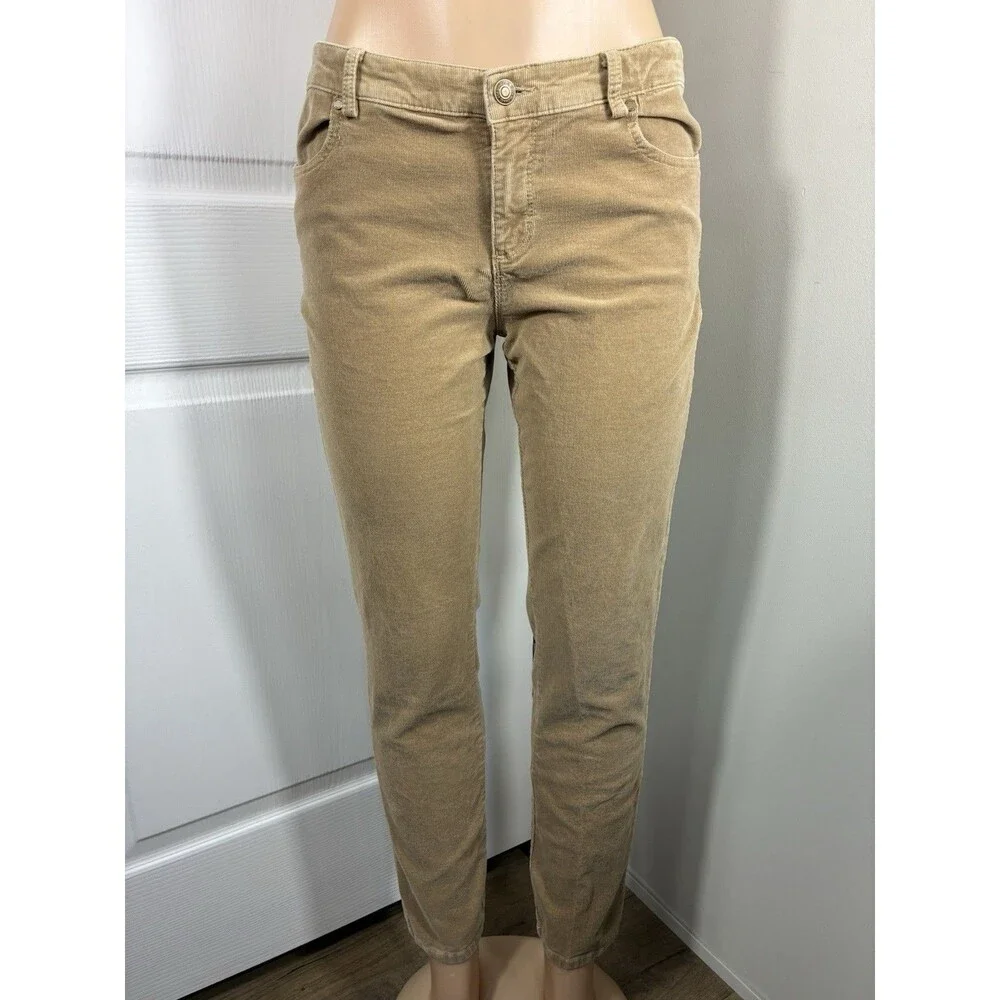 Michael Kors Womens Corduroy Jeans Sz 8 Camel Tan Skinny Mid Rise Five Pocket